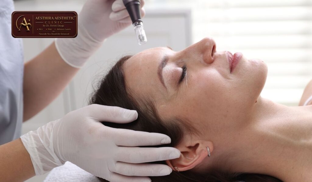 Diagram comparing how microneedling and PRP each stimulate hair growth